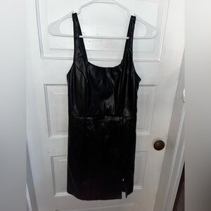 Faux Leather Adjustable Strap Dress
